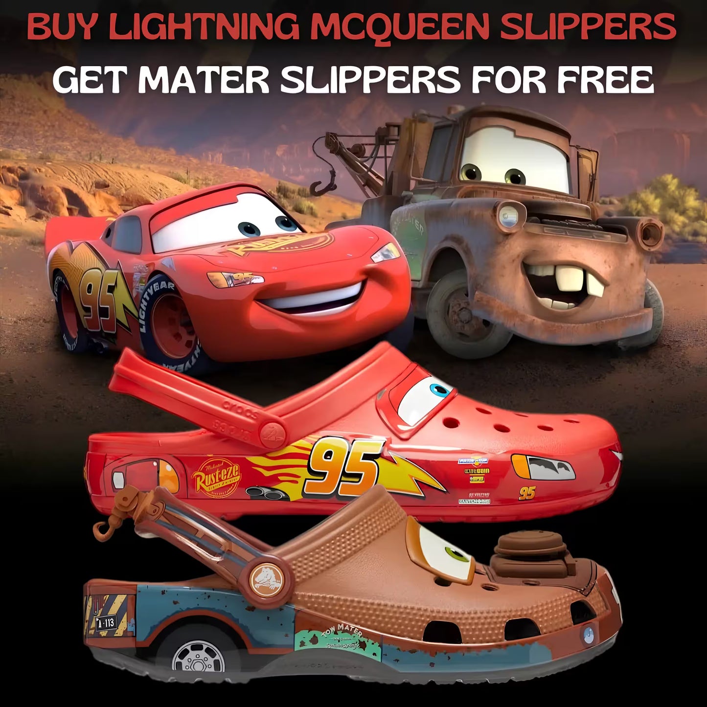 BUY LIGHTNING MCQUEEN SLIPPERS – GET MATER FREE